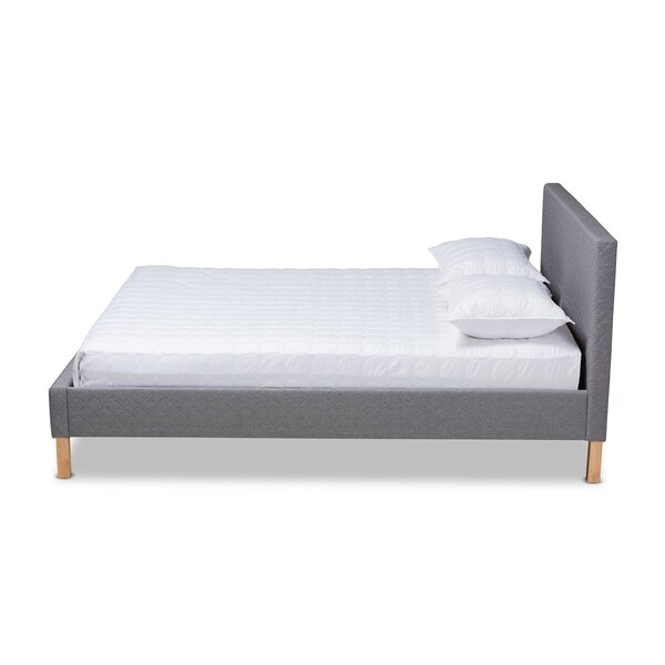 Aneta Grey Upholstered King Size Platform Bed